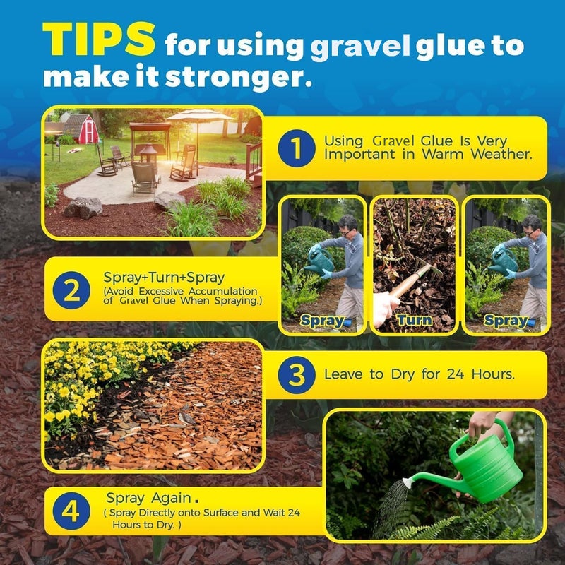 TTDMK Make 166oz Rock Glue for Landscaping, Concentrated Mulch Glue, Gravel Binder for Pea Gravel, Bark, Waterproof Clear Outdoor Mulch Anchor, Stone Stabilizer for Paths, Patios, Driveways & Garden Border - Image 3